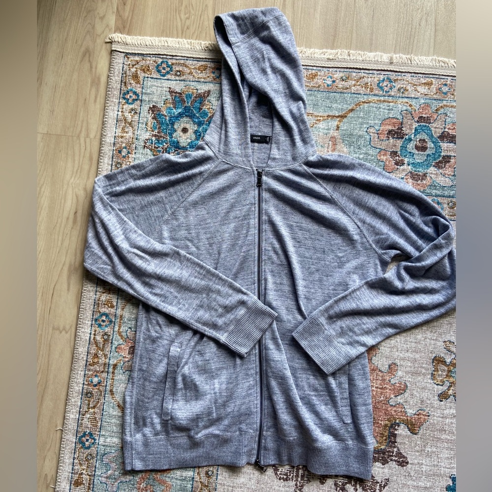 Soft and stylish Grey Vince zip up hoodie